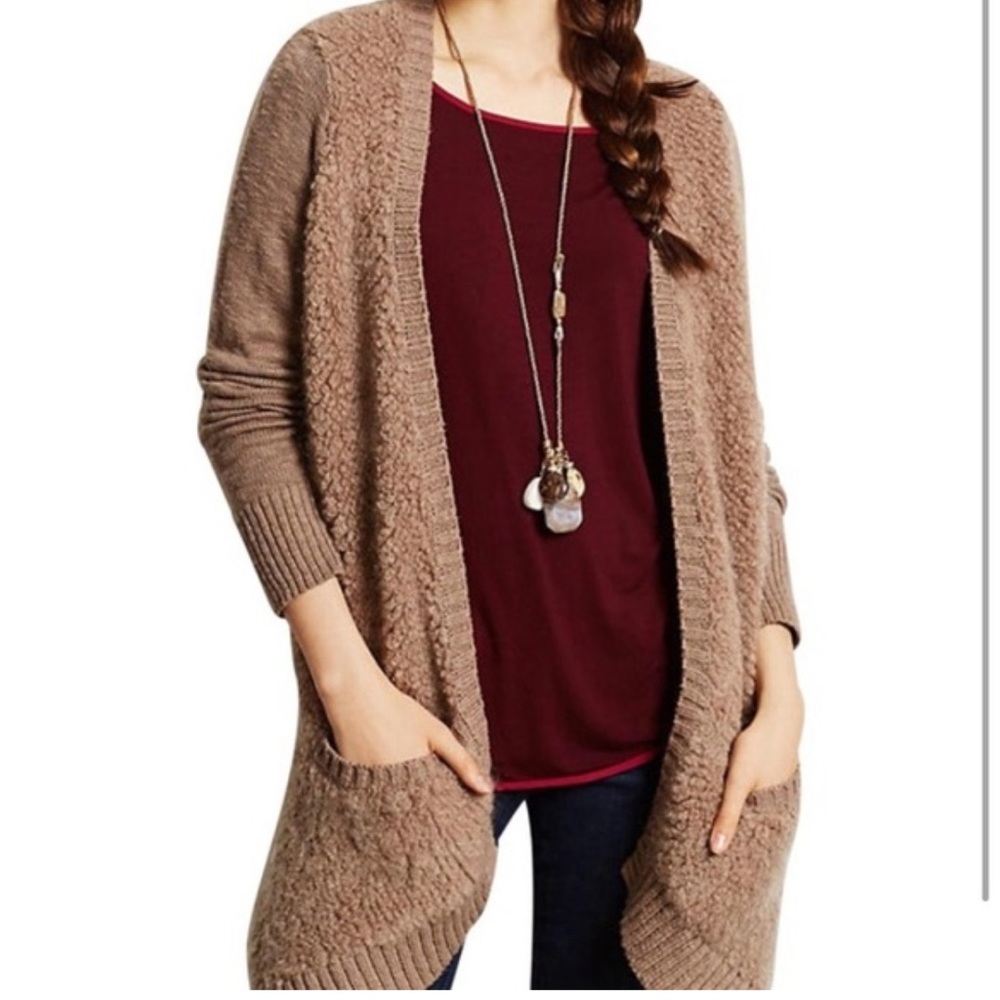 Anthropologie Sleeping on Snow brown wool blend sweater cardigan size M‎